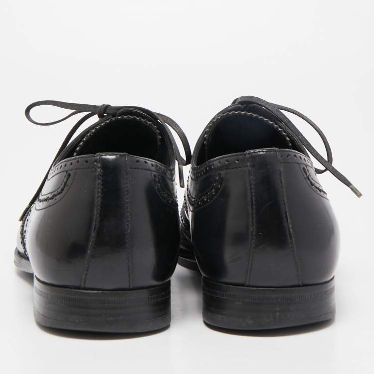 Pre Owned Dolce & Gabbana Black Brogue Leather Lace Up Derby Size 41