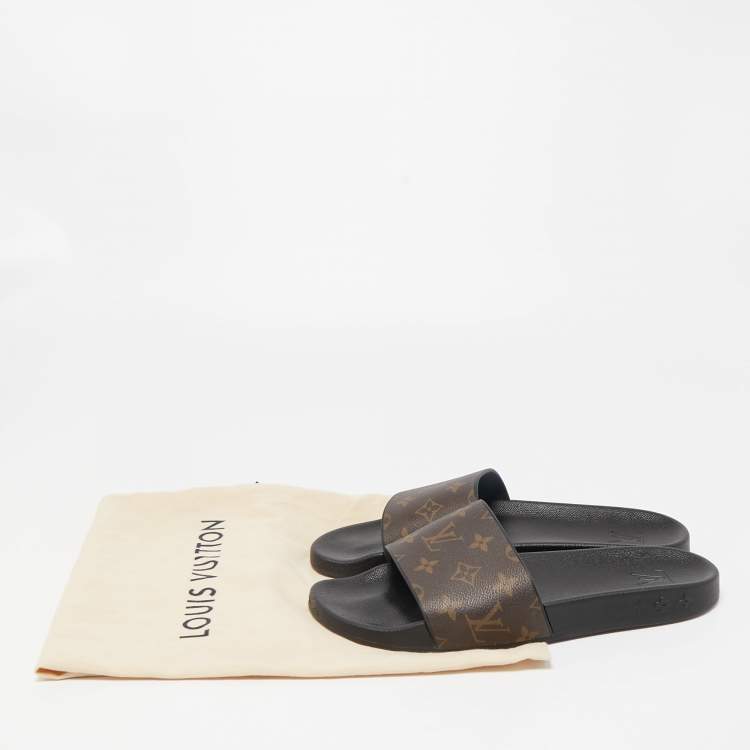 Pre Owned Louis Vuitton Brown Monogram Canvas Waterfront Flat Slides Size 42