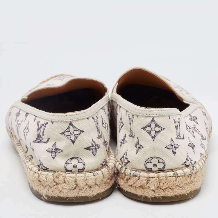 Pre Owned Louis Vuitton White Monogram Canvas Espadrille Flats Size 41