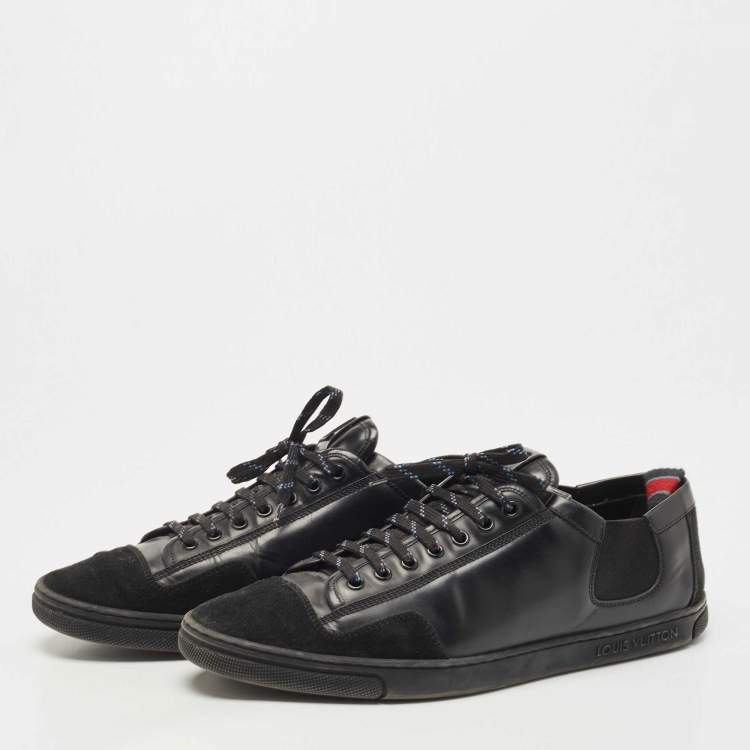 Pre Owned Louis Vuitton Black Leather and Suede Low Top Sneakers Size 41