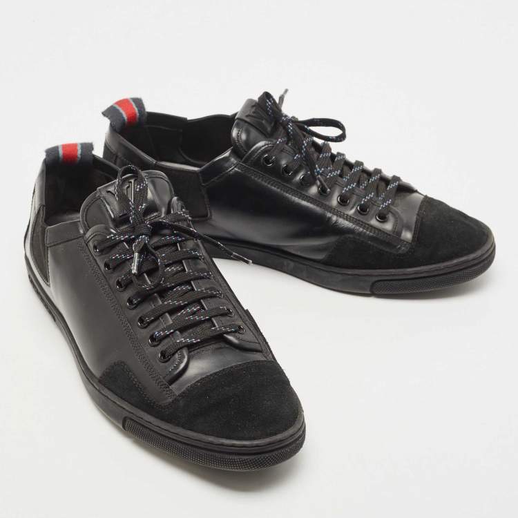 Pre Owned Louis Vuitton Black Leather and Suede Low Top Sneakers Size 41