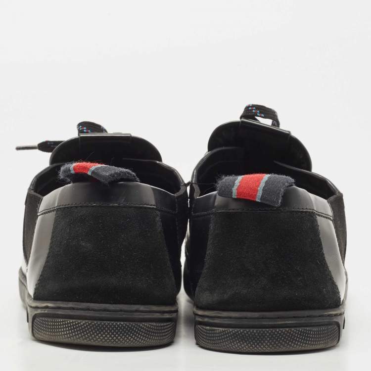 Pre Owned Louis Vuitton Black Leather and Suede Low Top Sneakers Size 41