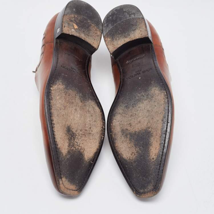 Pre Owned Louis Vuitton Brown Leather Oxfords Size 42.5