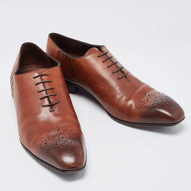 Pre Owned Louis Vuitton Brown Leather Oxfords Size 42.5