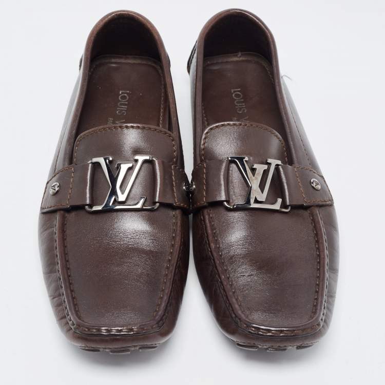 Pre Owned Louis Vuitton Brown Leather Monte Carlo Loafers Size 42
