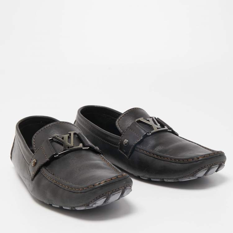 Pre Owned Louis Vuitton Black Leather Monte Carlo Loafers Size 44