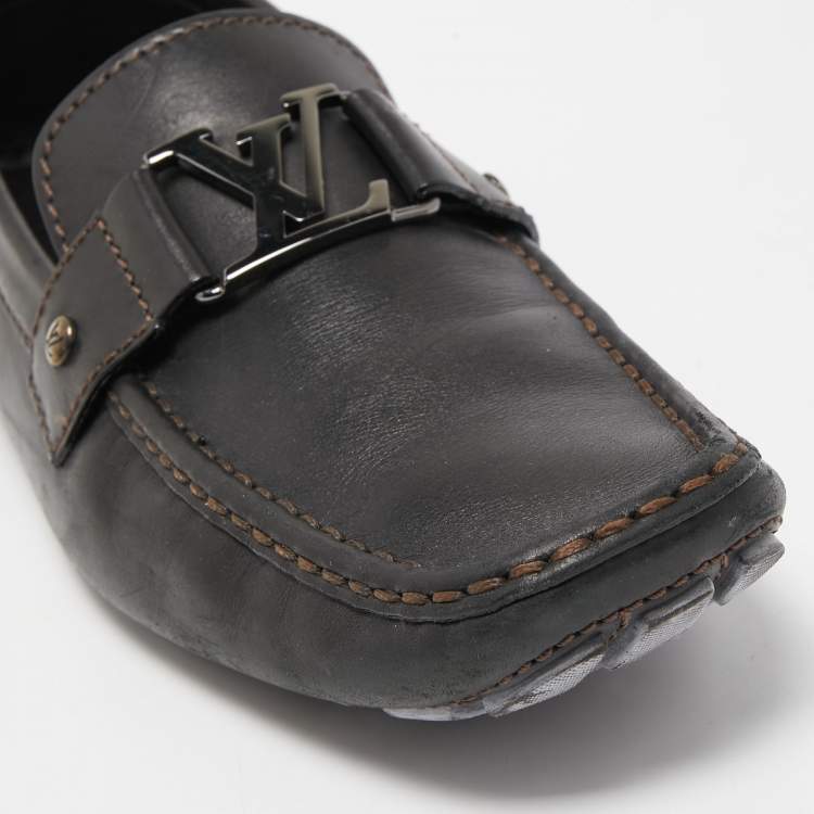 Pre Owned Louis Vuitton Black Leather Monte Carlo Loafers Size 44