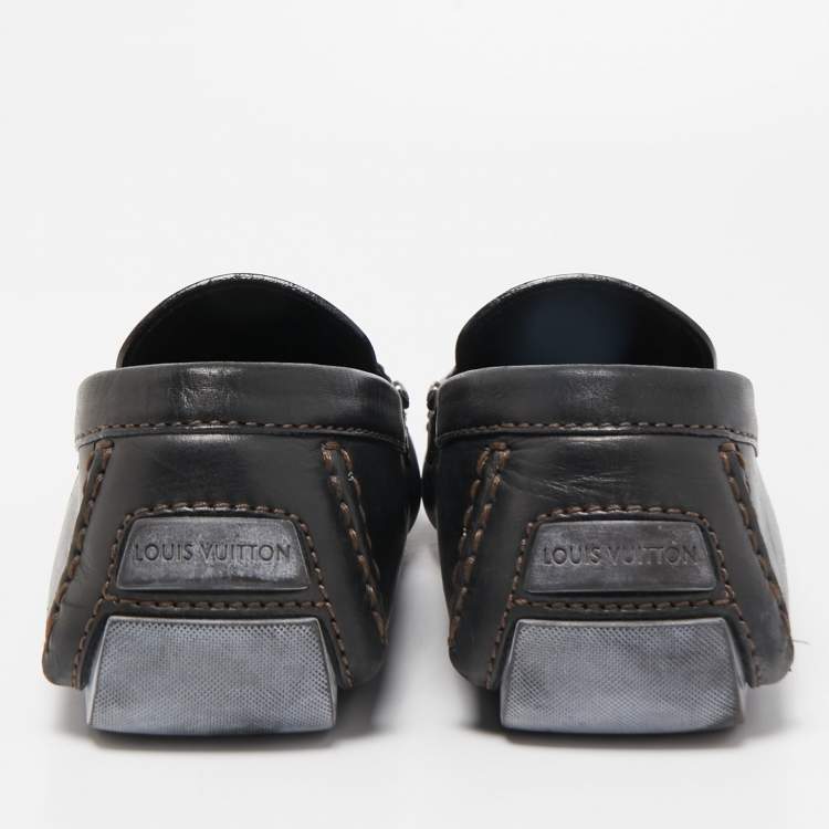 Pre Owned Louis Vuitton Black Leather Monte Carlo Loafers Size 44