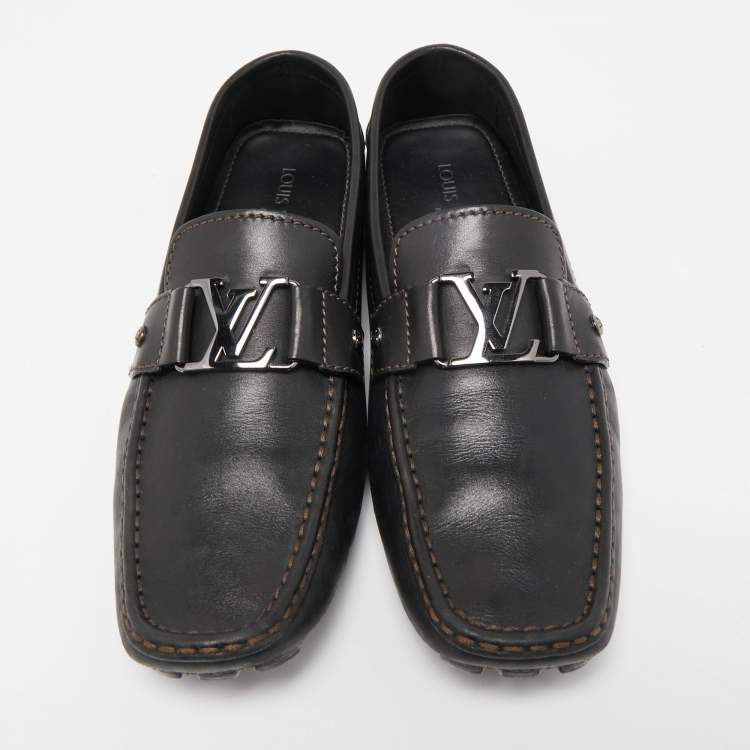 Pre Owned Louis Vuitton Black Leather Monte Carlo Loafers Size 44