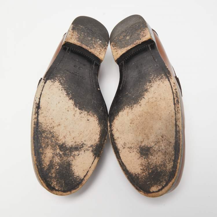 Pre Owned Louis Vuitton Brown Leather Hockenheim Loafers Size 40