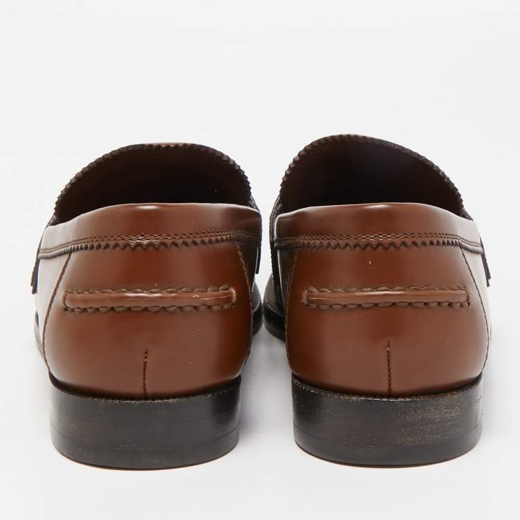 Pre Owned Louis Vuitton Brown Leather Hockenheim Loafers Size 40