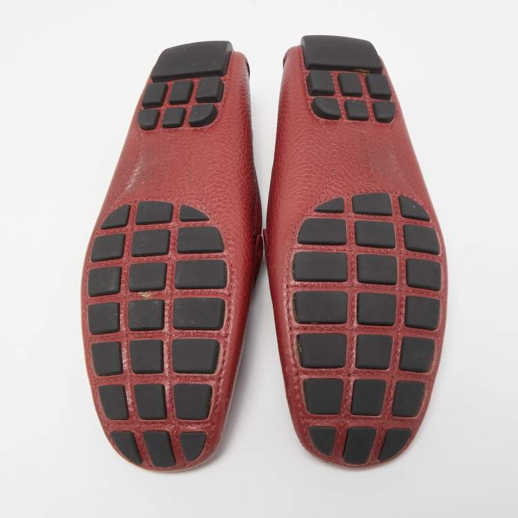 Pre Owned Louis Vuitton Red Leather Monte Carlo Loafers Size 40.5