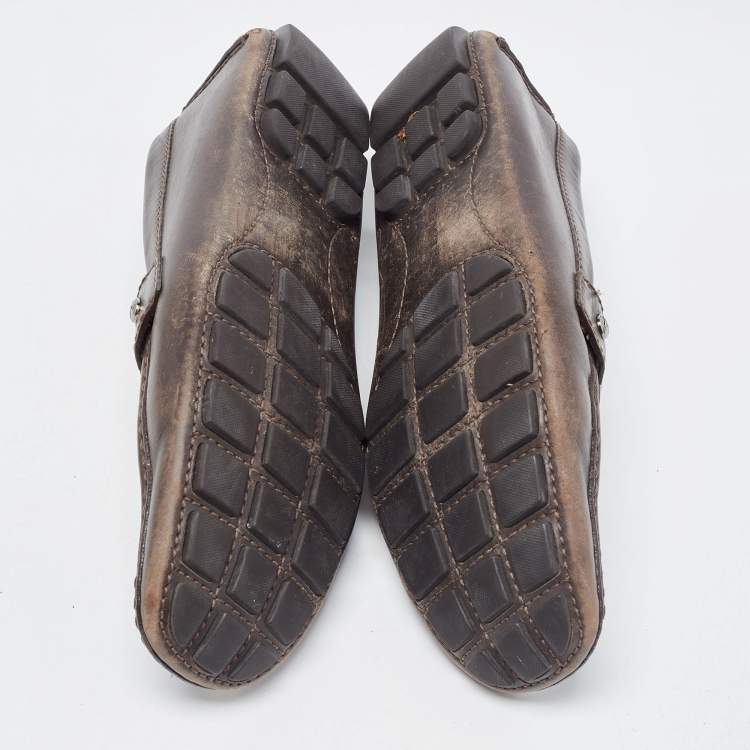 Pre Owned Louis Vuitton Dark Brown Leather Monte Carlo Loafers Size 41