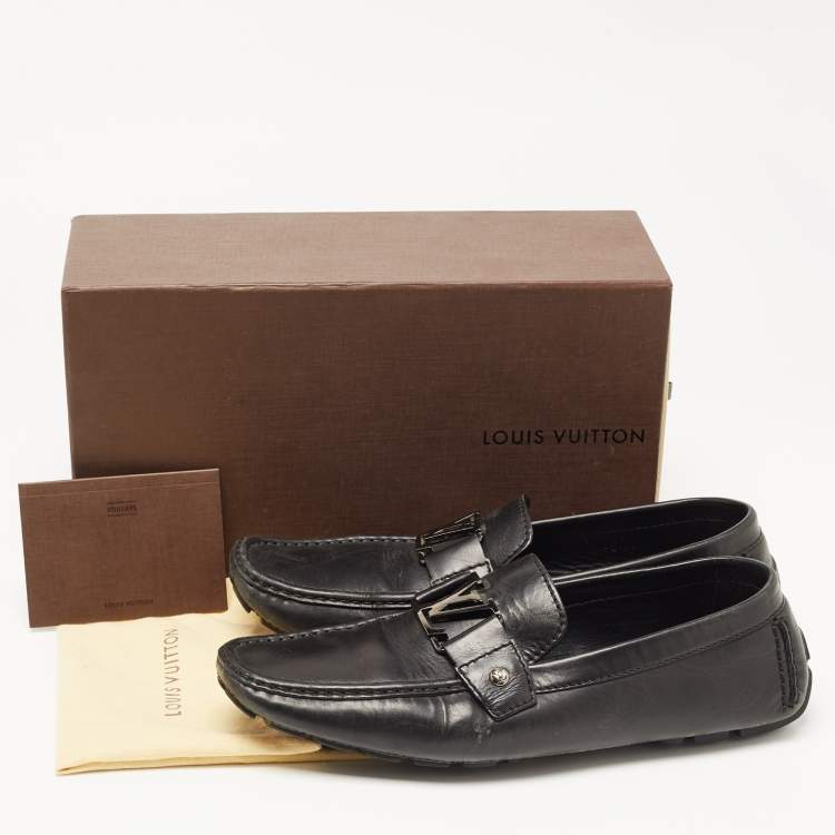 Pre Owned Louis Vuitton Black Leather Monte Carlo Loafers Size 43