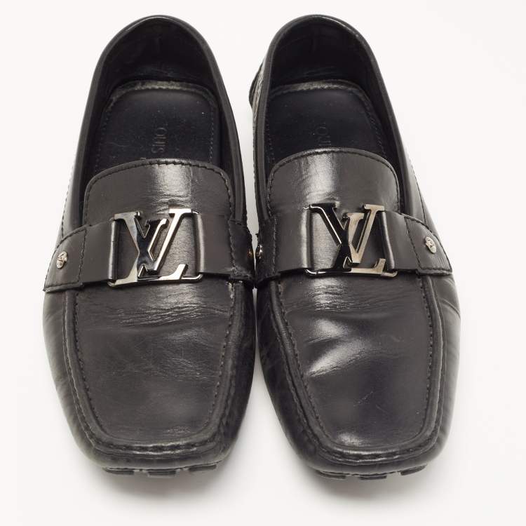 Pre Owned Louis Vuitton Black Leather Monte Carlo Loafers Size 43