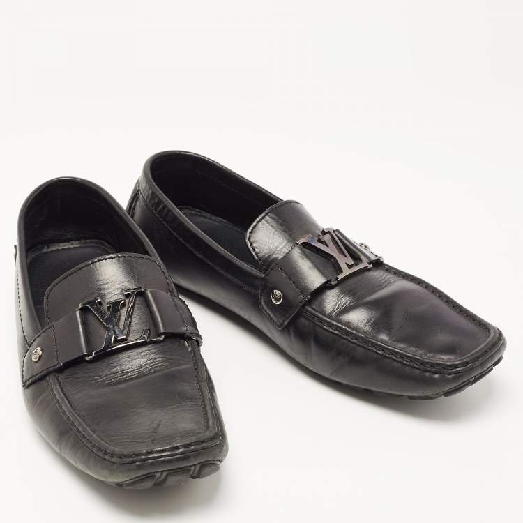 Pre Owned Louis Vuitton Black Leather Monte Carlo Loafers Size 43