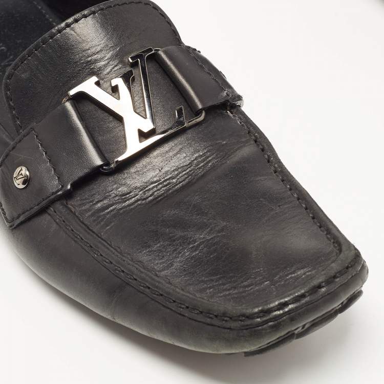 Pre Owned Louis Vuitton Black Leather Monte Carlo Loafers Size 43
