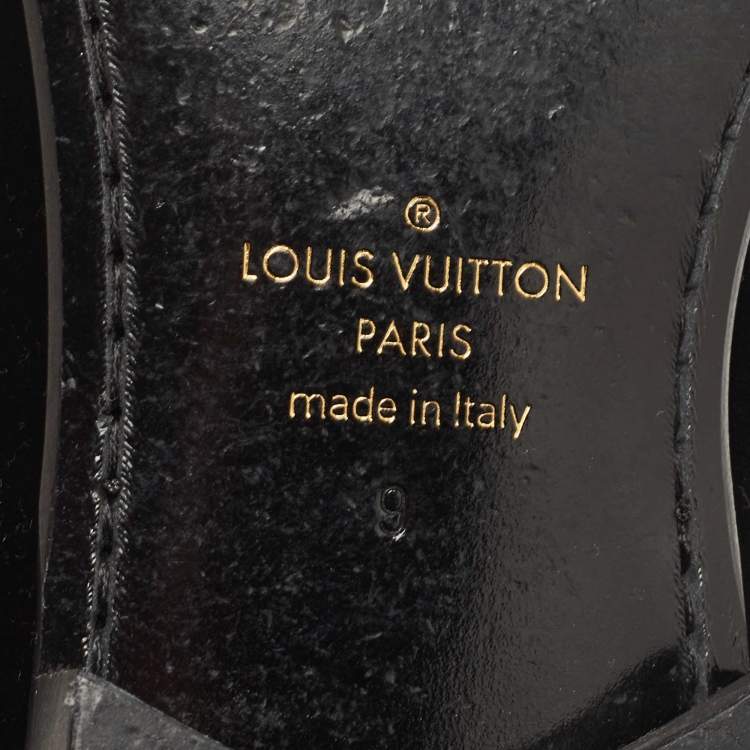 Pre Owned Louis Vuitton Black Velvet Auteuil Logo Smoking Slippers Size 43