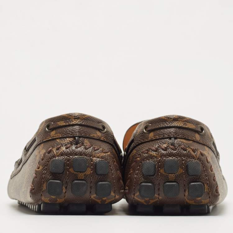 Pre Owned Louis Vuitton Brown Monogram Canvas Slip On Loafers Size 47