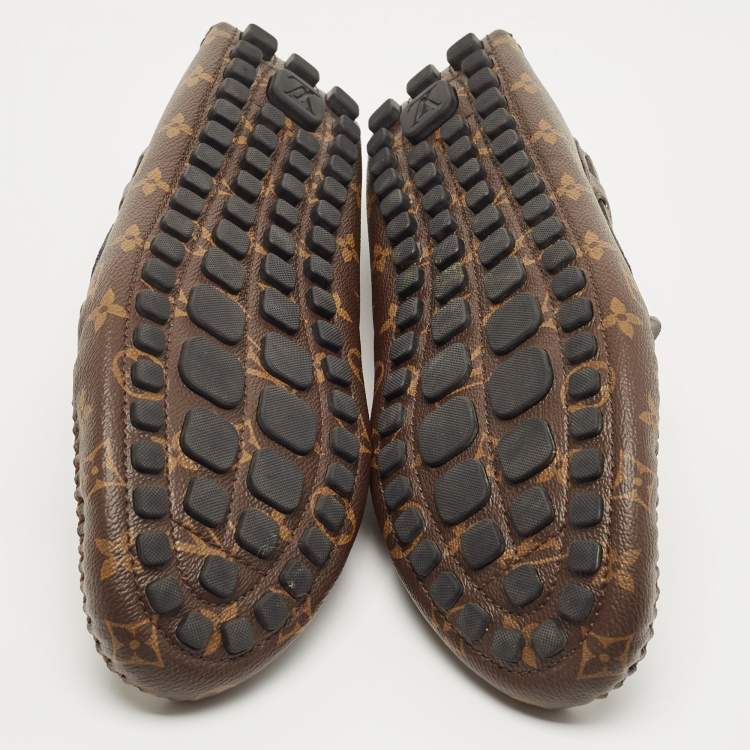 Pre Owned Louis Vuitton Brown Monogram Canvas Slip On Loafers Size 47