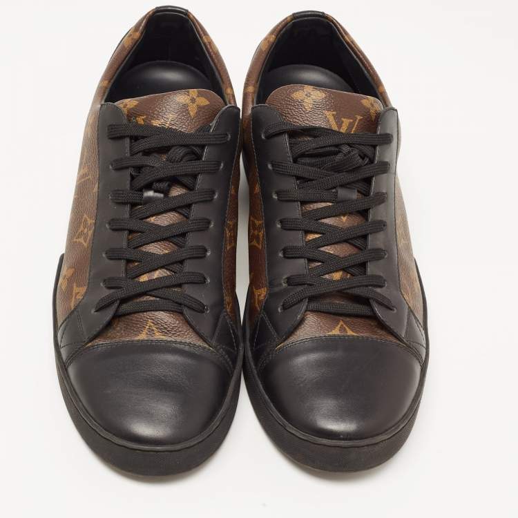 Pre Owned Louis Vuitton Brown Monogram Canvas and Leather Match Up Sneakers Size 42.5