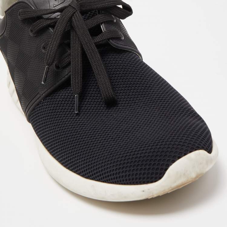Pre Owned Louis Vuitton Black Leather & Mesh Fastlane Sneakers Size 41.5