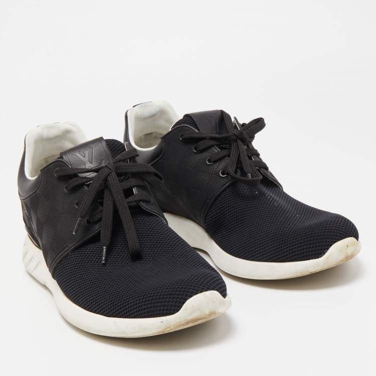 Pre Owned Louis Vuitton Black Leather & Mesh Fastlane Sneakers Size 41.5