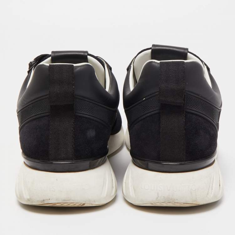 Pre Owned Louis Vuitton Black Leather & Mesh Fastlane Sneakers Size 41.5