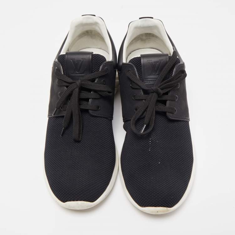 Pre Owned Louis Vuitton Black Leather & Mesh Fastlane Sneakers Size 41.5