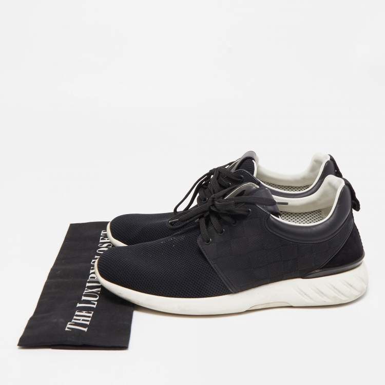 Pre Owned Louis Vuitton Black Leather & Mesh Fastlane Sneakers Size 41.5