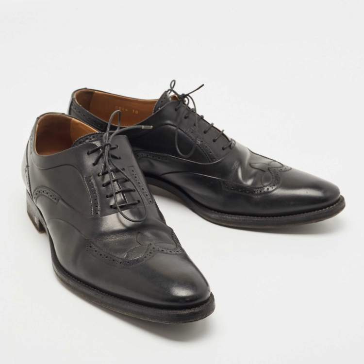 Pre Owned Louis Vuitton Black Leather Lace Up Oxfords Size 44