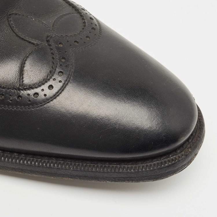Pre Owned Louis Vuitton Black Leather Lace Up Oxfords Size 44