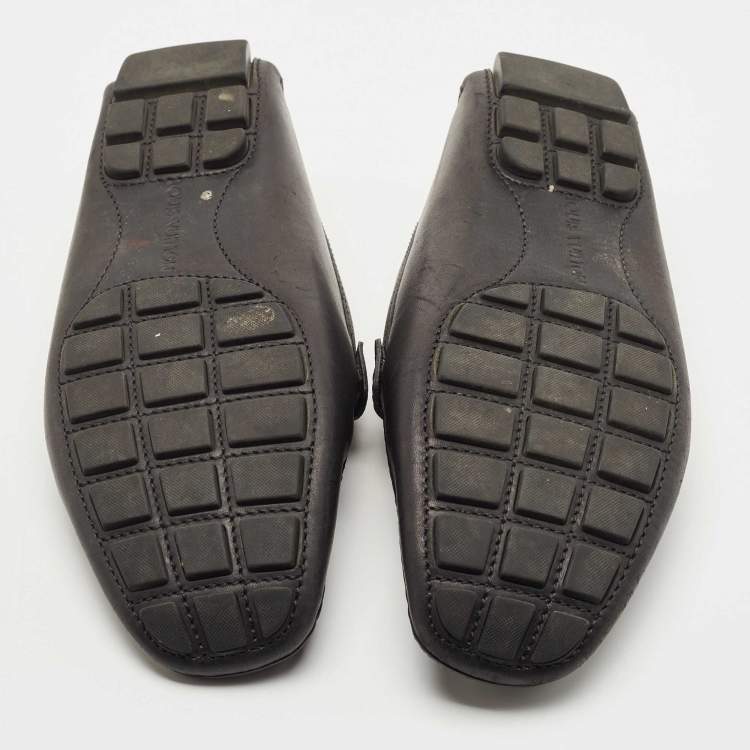 Pre Owned Louis Vuitton Black Monogram Canvas and Leather Monte Carlo Loafers Size 43.5