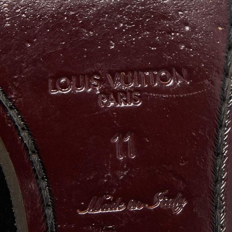 Pre Owned Louis Vuitton Black Velevt Slip On Loafers Size 45