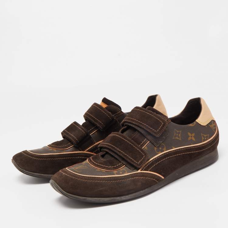 Louis Vuitton Brown Monogram Canvas and Suede Trainer Sneakers Size 45