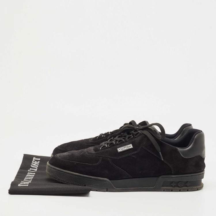Pre Owned Louis Vuitton Black Suede LV Trainer Sneakers Size 44