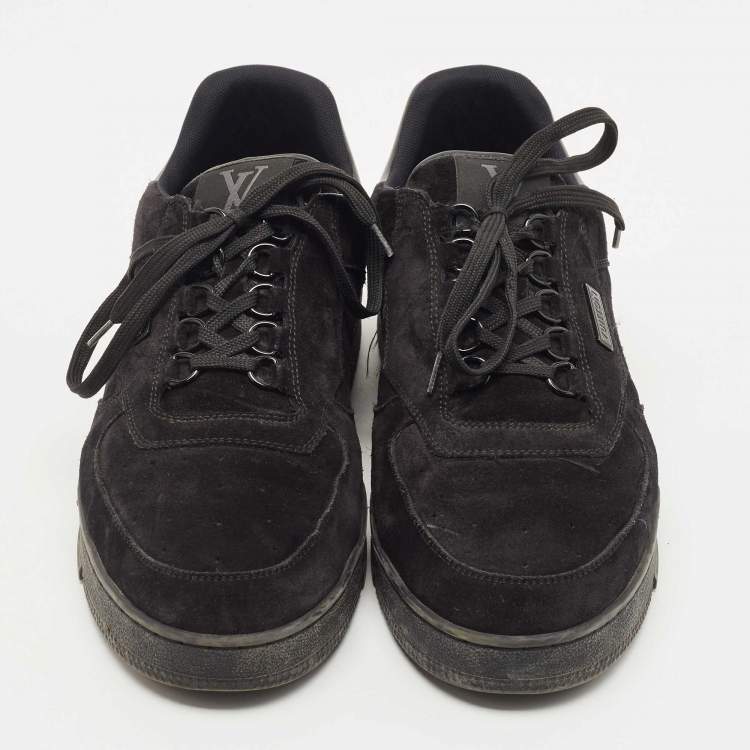 Pre Owned Louis Vuitton Black Suede LV Trainer Sneakers Size 44
