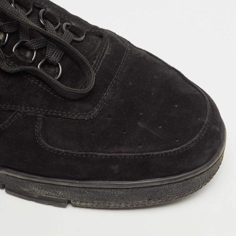 Pre Owned Louis Vuitton Black Suede LV Trainer Sneakers Size 44