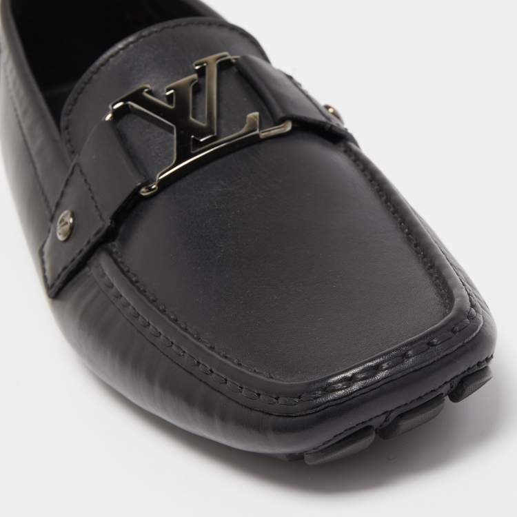 Pre Owned Louis Vuitton Black Leather Monte Carlo Loafers Size 42.5