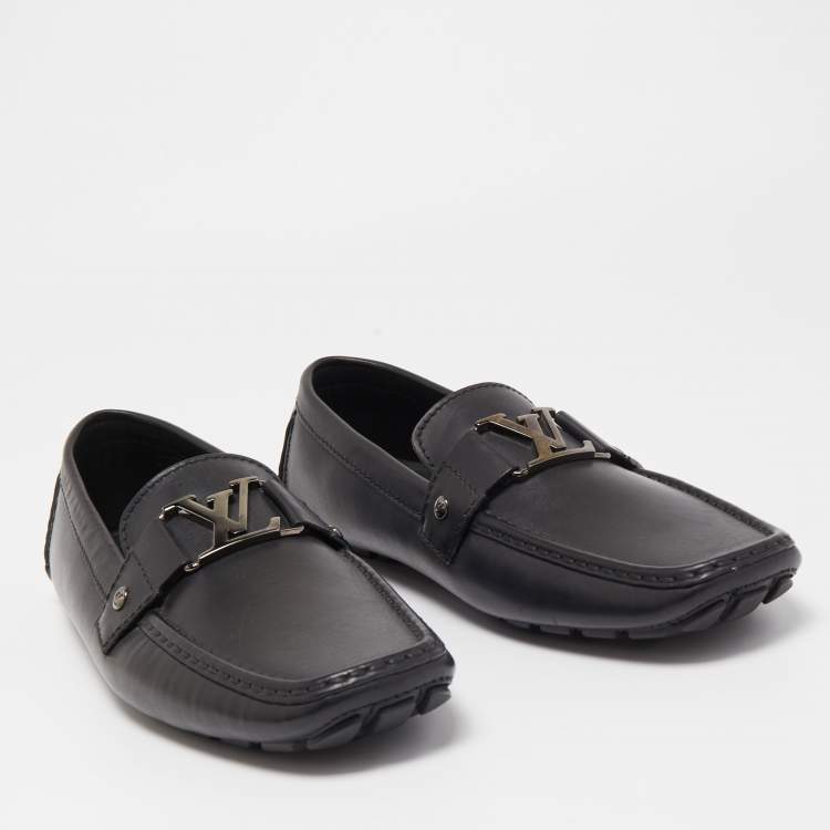 Pre Owned Louis Vuitton Black Leather Monte Carlo Loafers Size 42.5