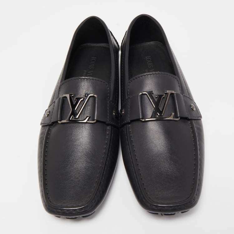 Pre Owned Louis Vuitton Black Leather Monte Carlo Loafers Size 42.5