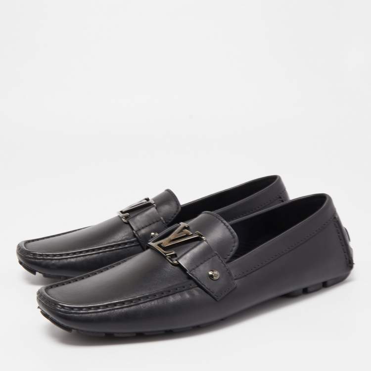 Pre Owned Louis Vuitton Black Leather Monte Carlo Loafers Size 42.5
