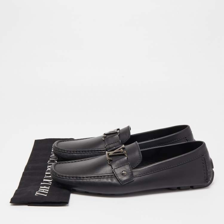 Pre Owned Louis Vuitton Black Leather Monte Carlo Loafers Size 42.5