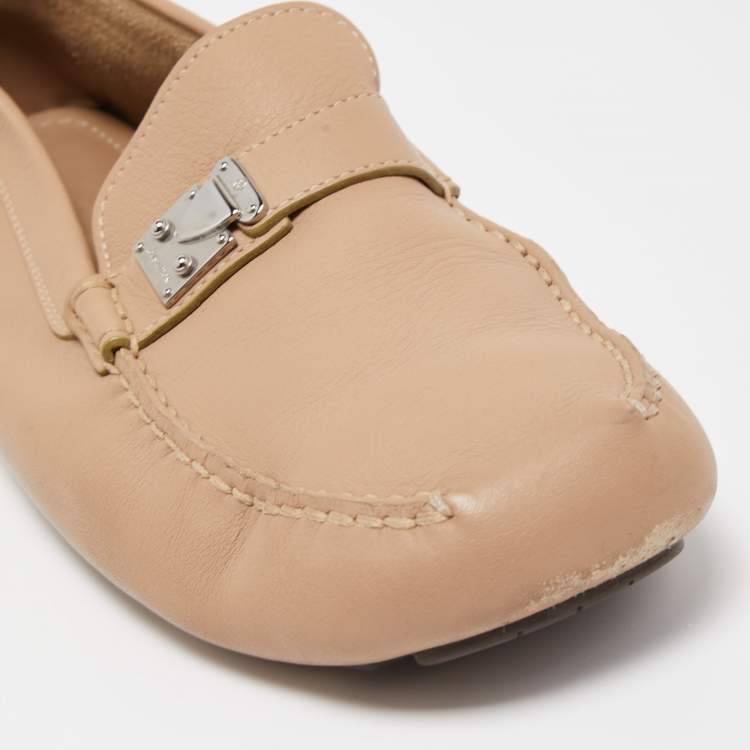 مملوكة مسبقًا Louis Vuitton Beige  Leather Lombok Slip On Loafers Size 45.5