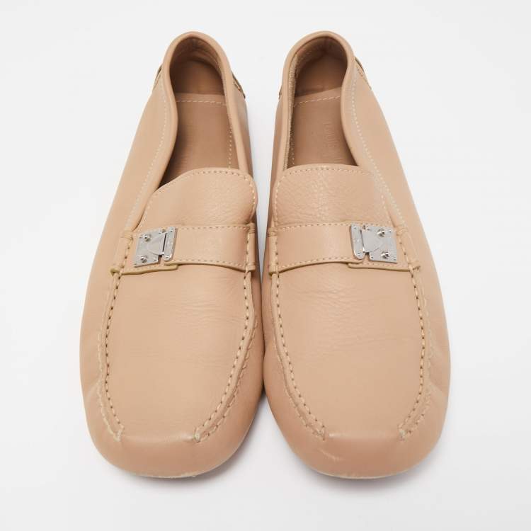 مملوكة مسبقًا Louis Vuitton Beige  Leather Lombok Slip On Loafers Size 45.5