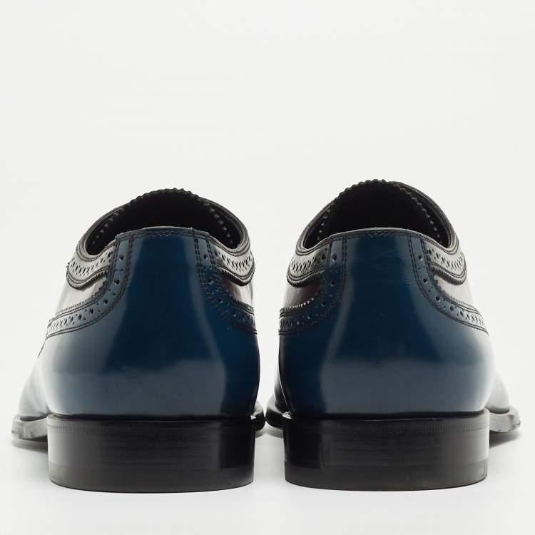 Pre Owned Louis Vuitton Tricolor Brogue Leather Lace Up Derby Size 45.5