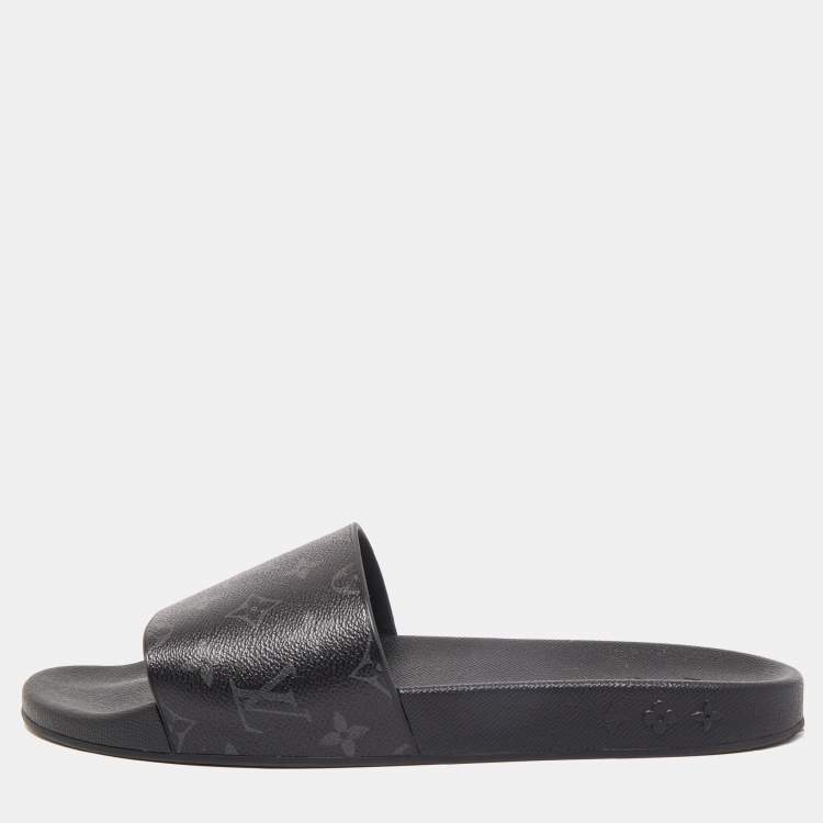 Pre Owned Louis Vuitton Two Tone Monogram Canvas Waterfront Slides Size 45