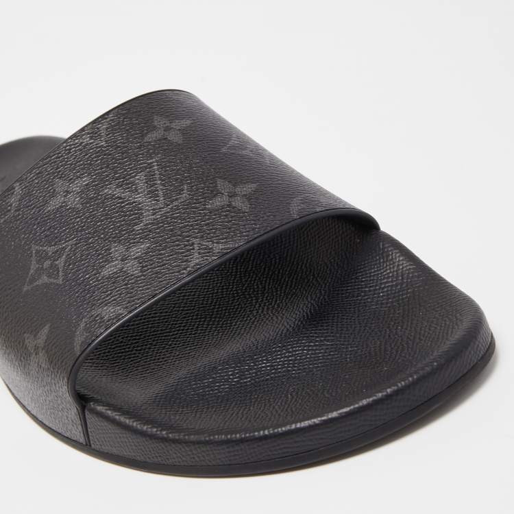 Pre Owned Louis Vuitton Two Tone Monogram Canvas Waterfront Slides Size 45