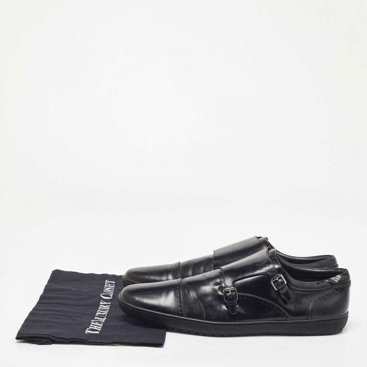 Pre Owned Louis Vuitton Black Leather Monk Strap Loafers Size 46 