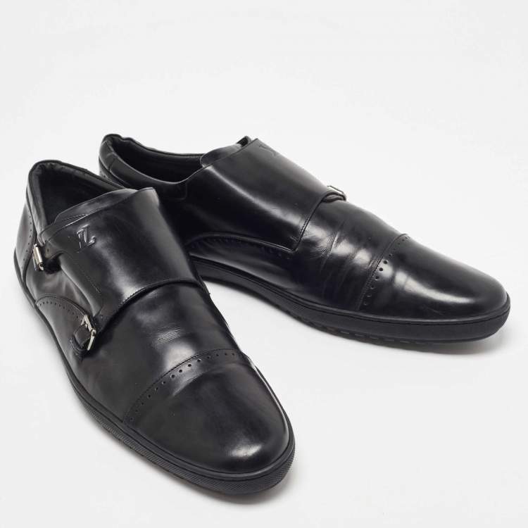 Pre Owned Louis Vuitton Black Leather Monk Strap Loafers Size 46 